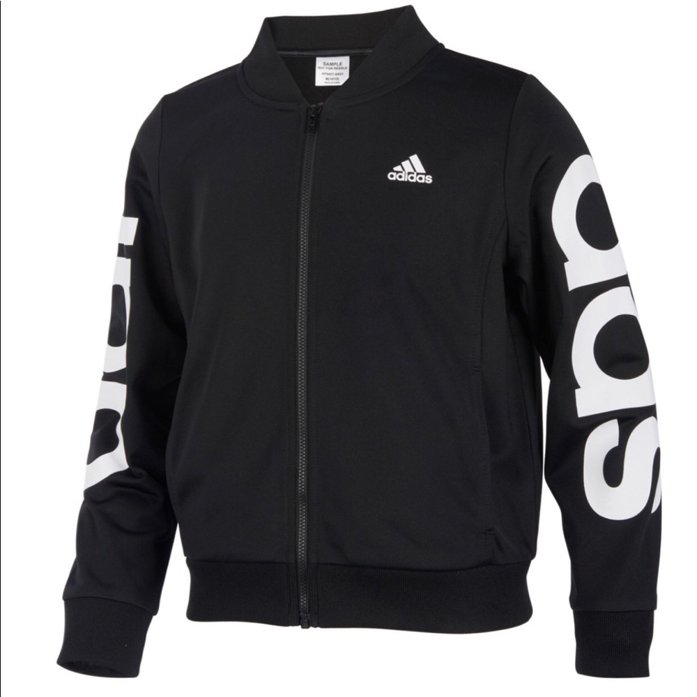 NWOT Girls Black Adidas Cropped Bomber Jac…